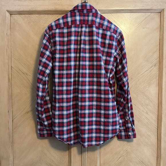 Ralph Lauren Mens Long Sleeve Button Down Flannel - L - Red Striped - Picture 2 of 3